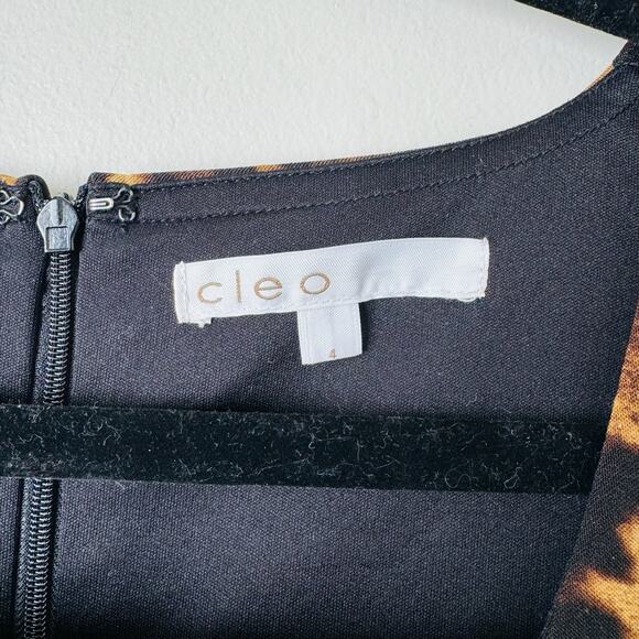 Cleo Square Neck Sleeveless Brown Leopard Print Dress Women’s Size 4 - Picture 7 of 11